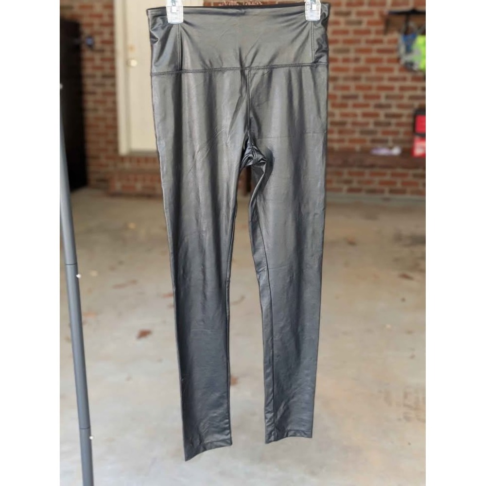 David Lerner NY Faux‎ Leather Leggings Black High Rise Stretch Pants Medium